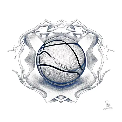 Basketball With Crown And Banner