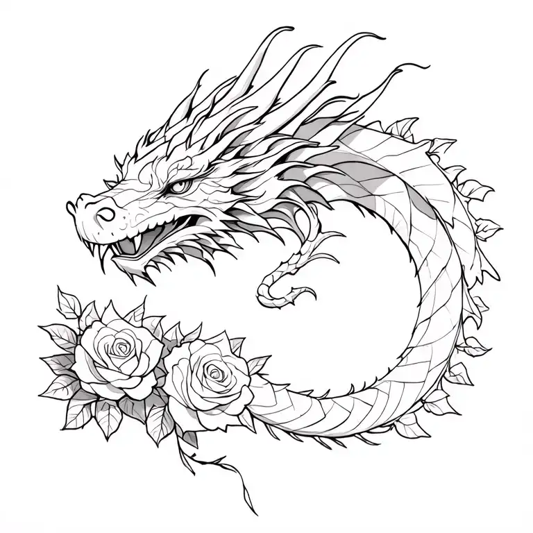 Dragon With Roses