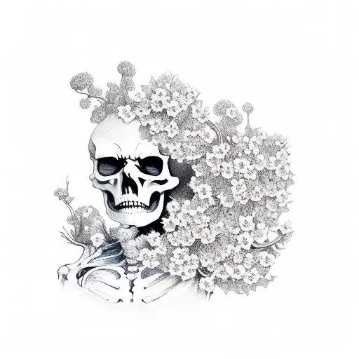 Whole Skeleton Samarui Under Cherry Blossom