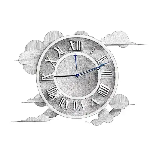 Clock Watch Hanging From Vines Stretching Through The Clouds