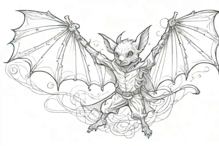 Conductor's Baton Morphing Into A Bat Flying