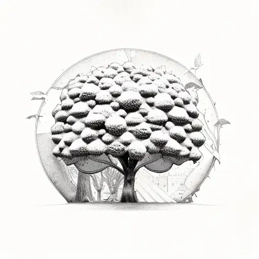 A Lemon Tree With Hidden Albany Landmarks Hidden Within The Leaves And Branches