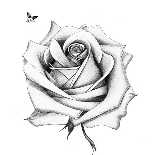 Black Rose With A Blue Butterfly