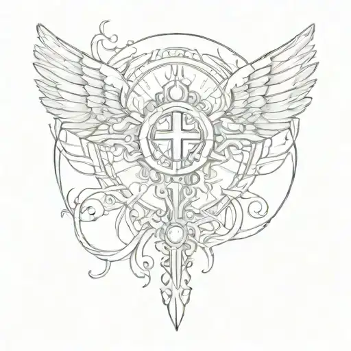 Cross With Angel Wings And Halo