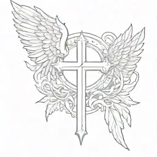 Cross With Angel Wings And The Name Charlestaan Inside