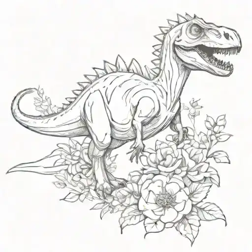 Dinosaur With Flowers