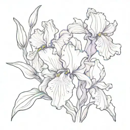 Violet Flower Iris Flower And Chrysathum Flower On A Vine