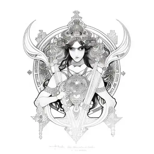 Hecate Goddess In Alphonse Mucha Style