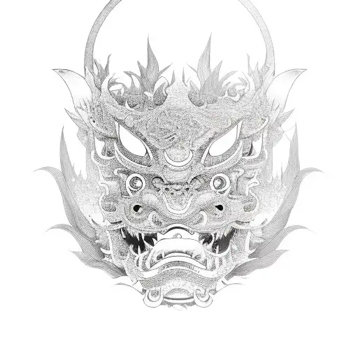 Koi Fish Are Turning On Hannya Mask