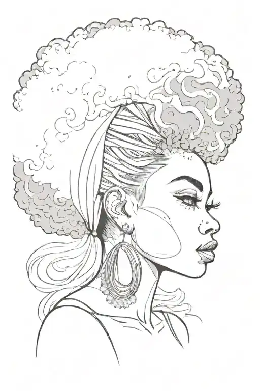 Afro Curvy Black Girl Side Profile