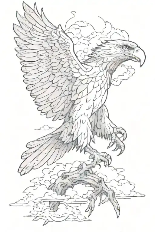 Eagle Wings With Clouds In The Back Ground