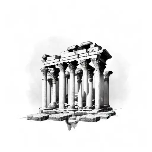 5 Roman Pillars Slightly Crumbling