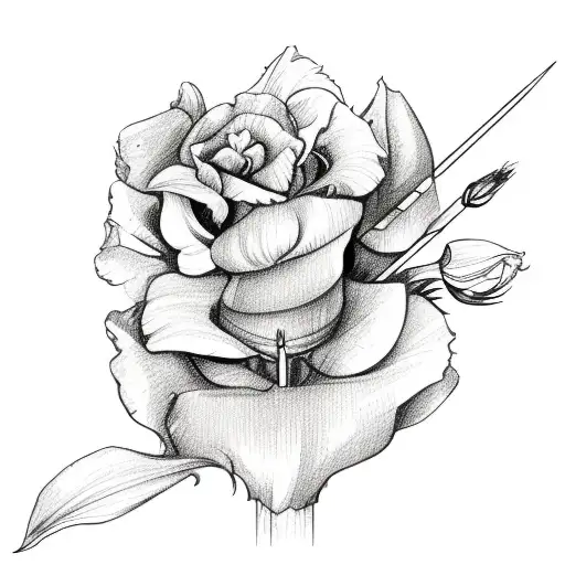 A Sketch-style Design Of A Bohemian Arrow With A Trail Of Irises And Roses Behind It