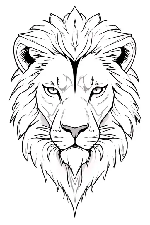 Half A Lion's Head Without A Mane With A Black Stripe Down The Center