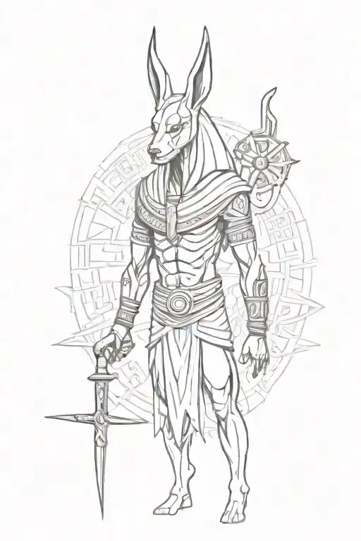 Anubis Egypcian God With A Staff