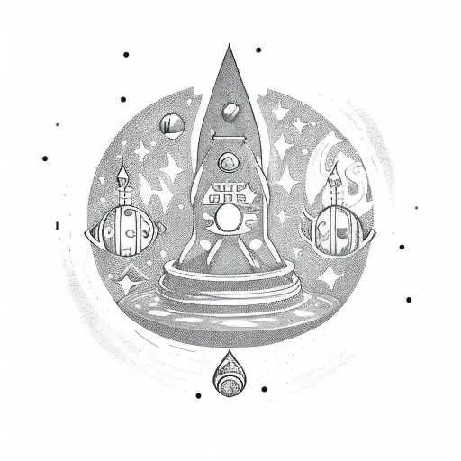 Wizard Potion Room With Outer Space And Stars