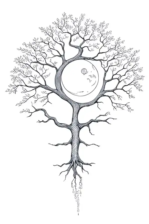 Moon With A Family Tree Connecting To Family Names