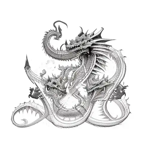 Guitar With Dragons And Skulls And Musical Notes