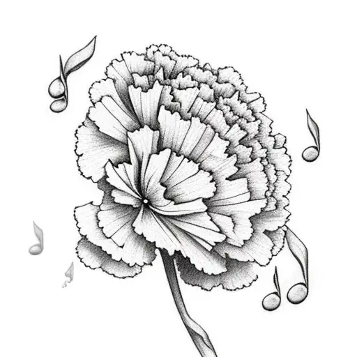 Carnation With Petals Turning Into Music Notes