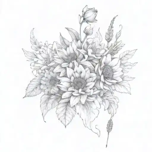 July August November Birth Flower Bouquet