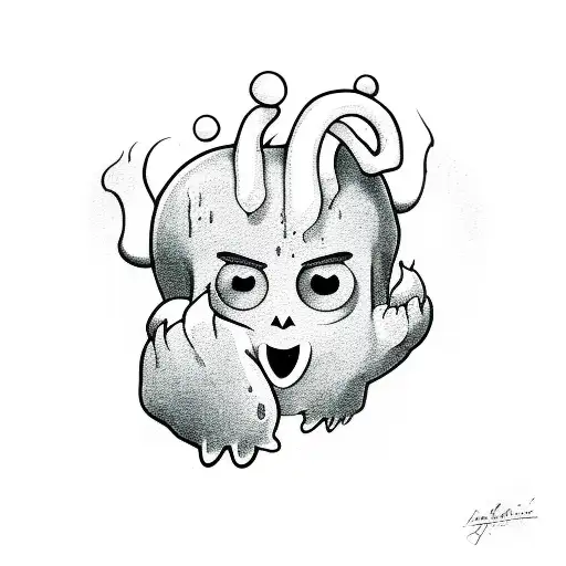 Crying Cartoon Ghost Holding Dripping Heart In Claws