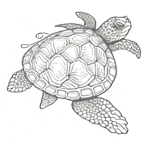 Hawaiian Sea Turtle Tattoo Featuring