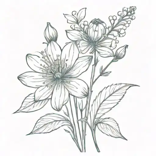 Simple Wildflower Line Drawing