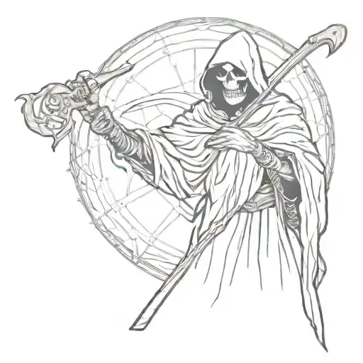Grim Reaper Holding A Scythe