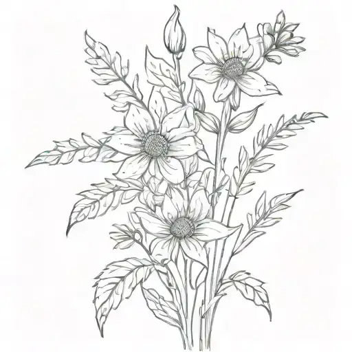Simple Wildflower Line Drawing