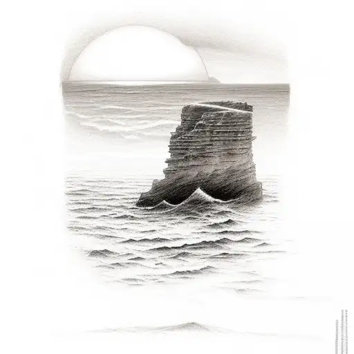 Cliff Over Ocean Sunset