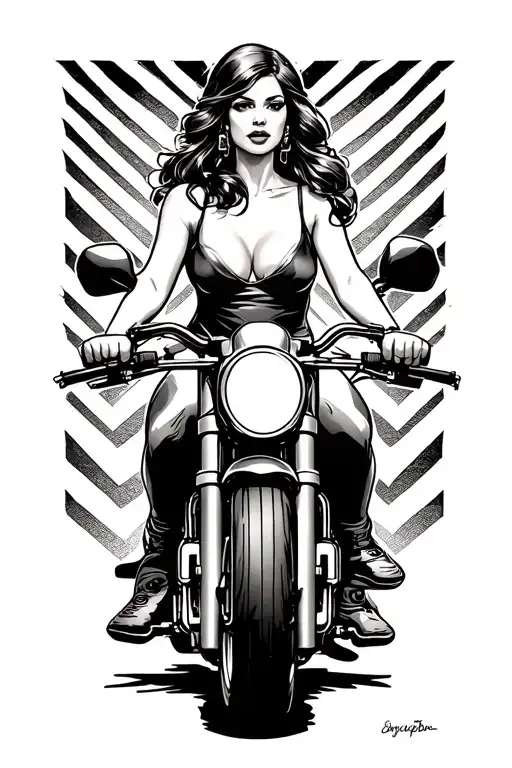 Pin Up Girl Riding On A Motor Bike Covering Up Corporal Chevrons