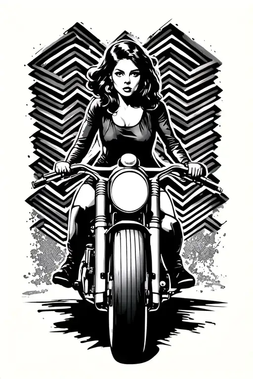 Pin Up Girl Riding On A Motor Bike Covering Up Corporal Chevrons