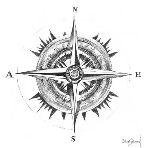 A Sketch-style Compass Rose With Lord Shiva's Third Eye As The Focal Point