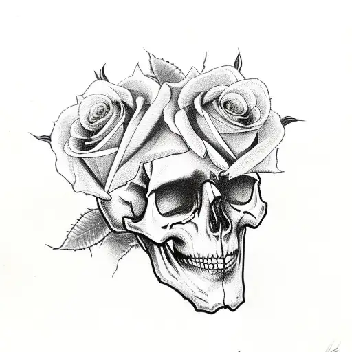 Coffin Skull With Roses