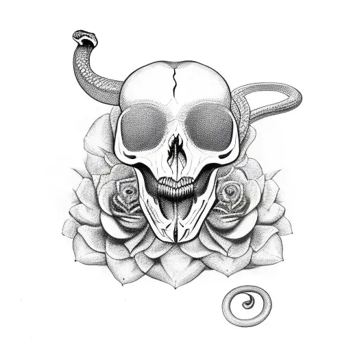 Snake Skull Flowes Bugs