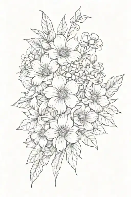 Flower Bouquet Fine Line