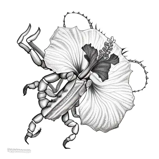 Scorpion With Hibiscus Flower