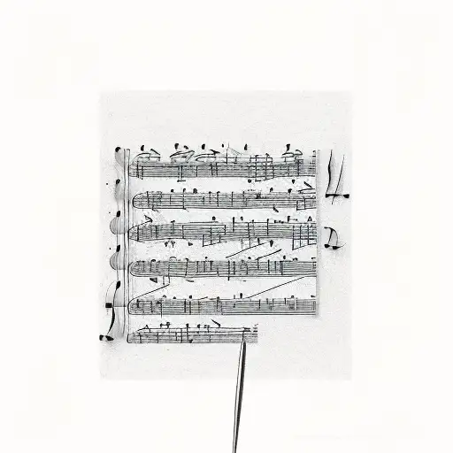 A Minimalist Sketch Of A Music Sheet With A Hidden Message In Farsi