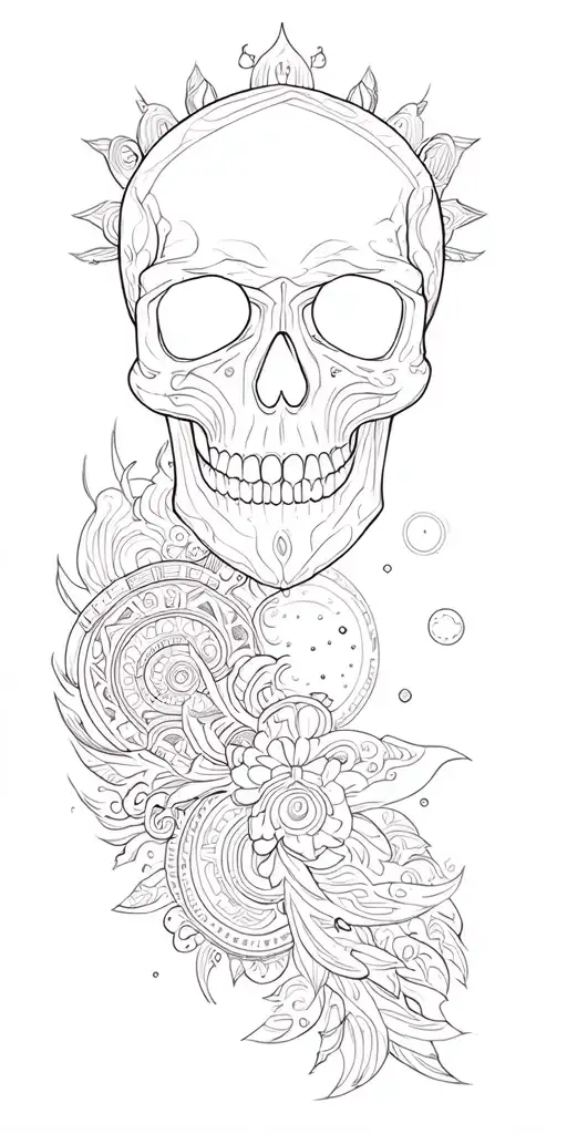 Arm Sleeve Skull Face And Maori And Universe