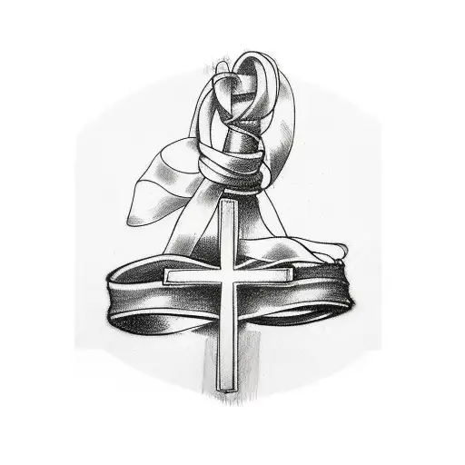 Bracelet Tattoo With A Cross In The Middle On The Inner Forearm