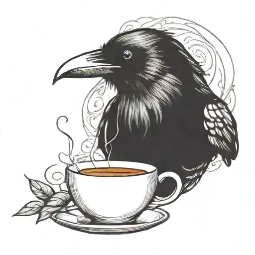 Crow Drinking Black Tea