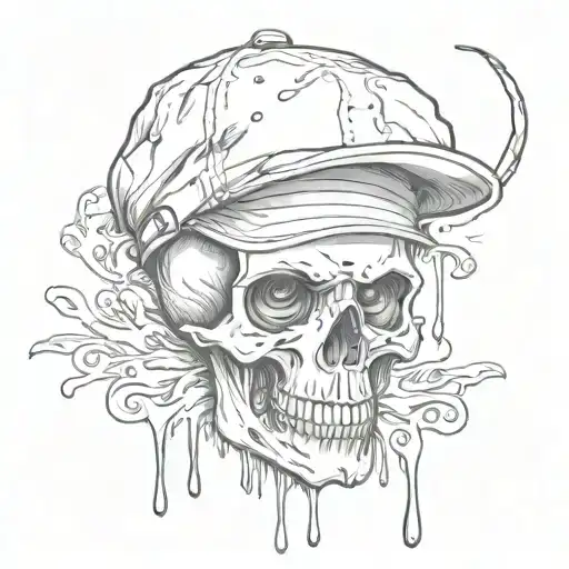 Skull With Cap And Drip Eye