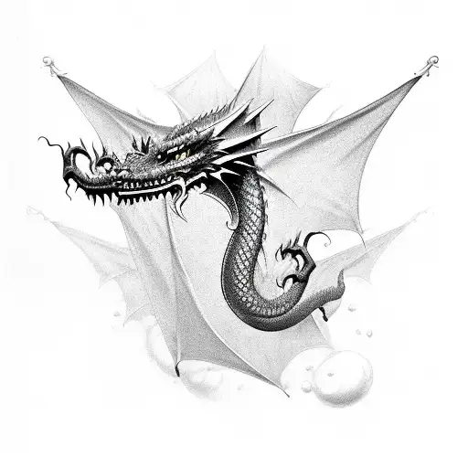 Green Dragon Sleeve With Black With White Checkered Design