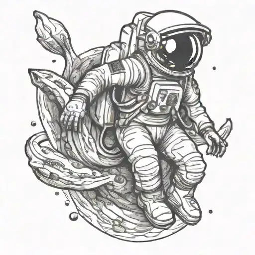 Astronaut Flying A Banana Into Space