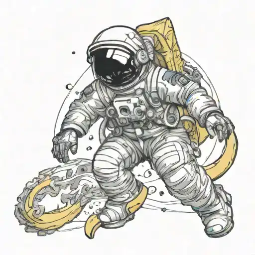 Astronaut Flying A Banana Into Space