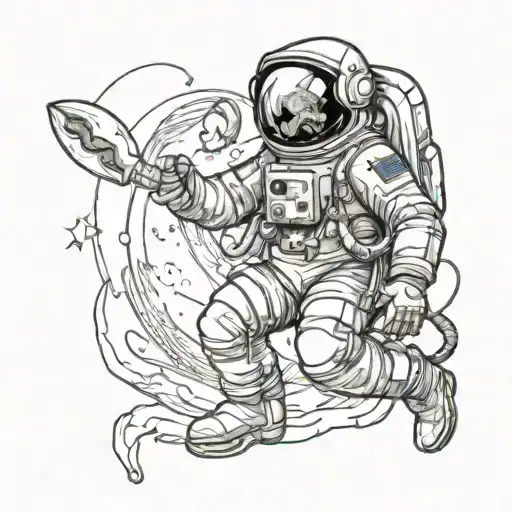 Astronaut Flying A Banana Into Space