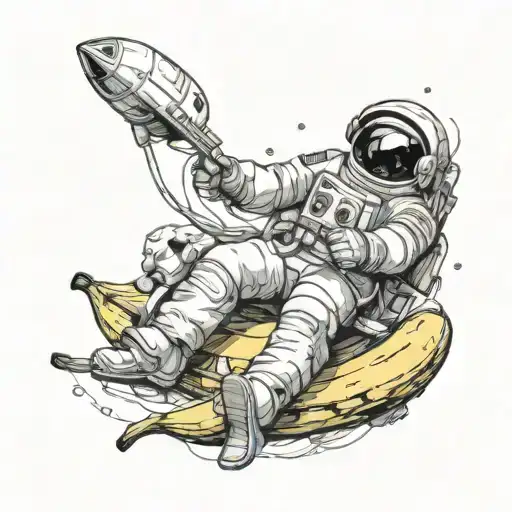 Cosmonaut Riding A Banana Into Space