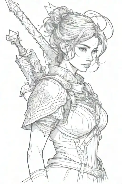 Warrior Girl With Short Dark Hair Tangled Together