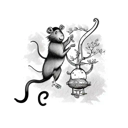 A Playful Scene Of A Rat And Monkey Swinging From Tree Branches Together