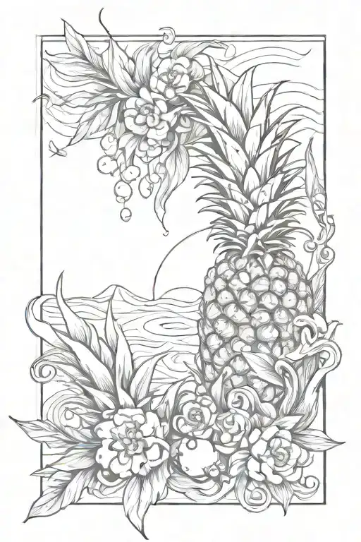 Ocean And Pineapple Surrounded